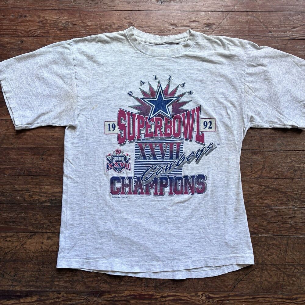 Vintage Distressed 1992 Dallas Cowboys Super Bowl 27 Champions L T-shirt